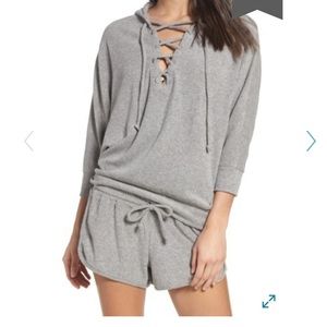 Chaser lace up terry sweatshirt